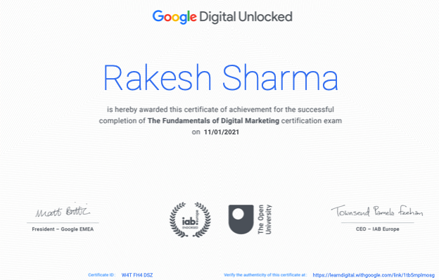 certificate-rakesh-w3axis-digital-marketing